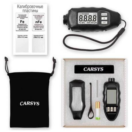 Толщиномер CARSYS DPM-816 Pro, с чехлами, черный, (Fe/nFe), чек-лист для экспресс оценки авто, таблица ЛКП для авто