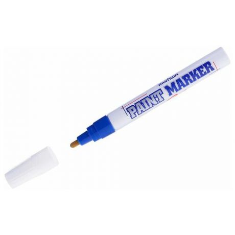 Маркер-краска MunHwa синий PM-02, универсальный, нитро-основа, пулевидный наконечник, 4 мм {198805}