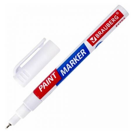 BRAUBERG Маркер-краска лаковый EXTRA (paint marker) 1 мм, белый, улучшенная нитро-основа, Brauberg, 151959, 12 шт.