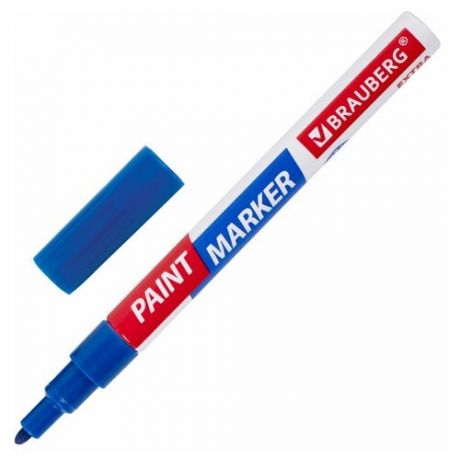 Маркер- краска лаковый EXTRA (paint marker) 2 мм, синий, улучшенная нитро- основа, BRAUBERG, 151970