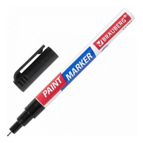 BRAUBERG Маркер-краска лаковый EXTRA (paint marker) 1 мм, черный, улучшенная нитро-основа, BRAUBERG, 151960