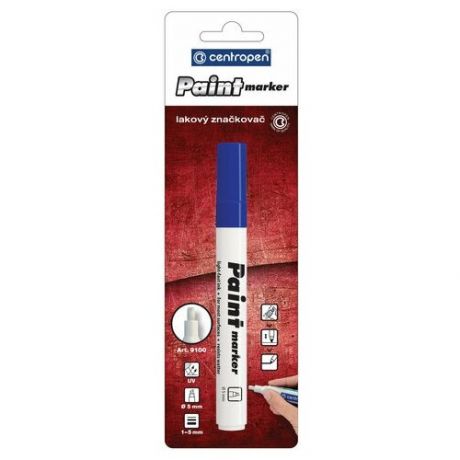 CENTROPEN Маркер-краска лаковый (paint marker) синий CENTROPEN, скошенный наконечник, 1-5 мм, 9100, 5 9100 9906