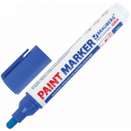 Маркер-краска лаковый (paint marker) 6 мм, синий, нитро-основа, BRAUBERG PROFESSIONAL PLUS EXTRA, 151453