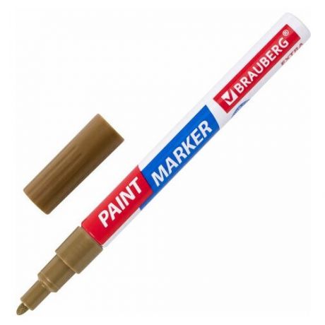 Маркер-краска лаковый EXTRA (paint marker) 2 мм, золотой, улучшенная нитро-основа, BRAUBERG, 151972