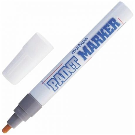 Маркер-краска лаковый (paint marker) MUNHWA, 4 мм, серебряный, нитро-основа, алюминиевый корпус, PM-06