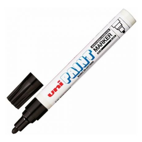Маркер-краска лаковый (paint marker) UNI (Япония) "Paint", 2,2-2,8 мм, черный, нитро-основа, алюминиевый корпус, PX-20(L) BLACK