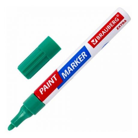 Маркер-краска лаковый EXTRA (paint marker) 4 мм, зеленый, усиленная нитро-основа, BRAUBERG, 151985