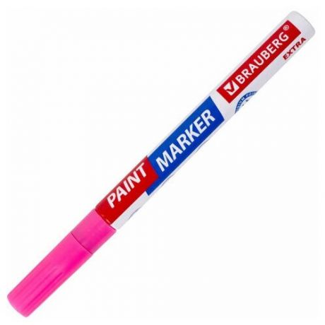 Маркер-краска лаковый EXTRA (paint marker) 2 мм, розовый, улучшенная нитро-основа, BRAUBERG, 151977
