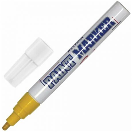 Маркер-краска лаковый (paint marker) MUNHWA, 4 мм, желтый, нитро-основа, алюминиевый корпус, PM-08