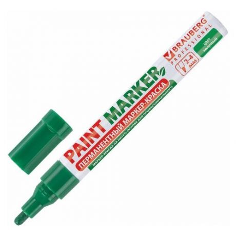 Маркер-краска лаковый (paint marker) 4 мм, зеленый, без ксилола (без запаха), алюминий, BRAUBERG PROFESSIONAL, 150879