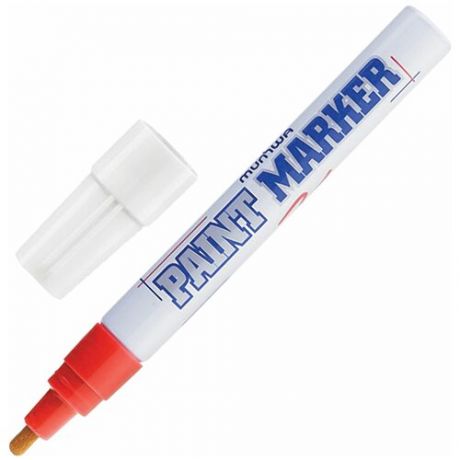 Маркер-краска лаковый (paint marker) MUNHWA, 4 мм, красный, нитро-основа, алюминиевый корпус, PM-03