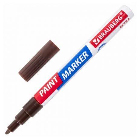 BRAUBERG Маркер-краска лаковый EXTRA (paint marker) 2 мм, коричневый, улучшенная нитро-основа, Brauberg, 151975, 12 шт.