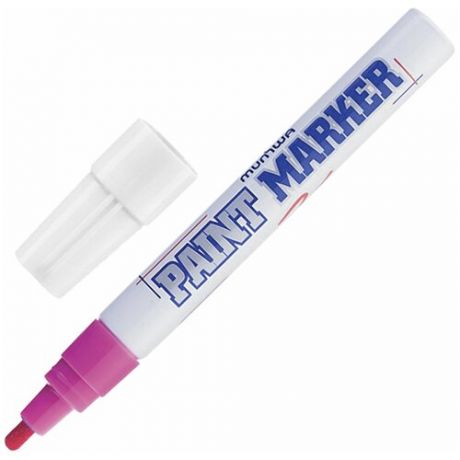 Маркер-краска лаковый (paint marker) MUNHWA, 4 мм, розовый, нитро-основа, алюминиевый корпус, PM-10