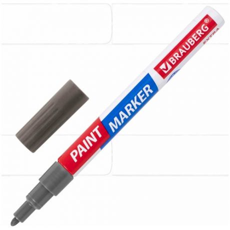 Маркер-краска лаковый EXTRA (paint marker) 2 мм, серебряный, улучшенная нитро-основа, BRAUBERG, 151971