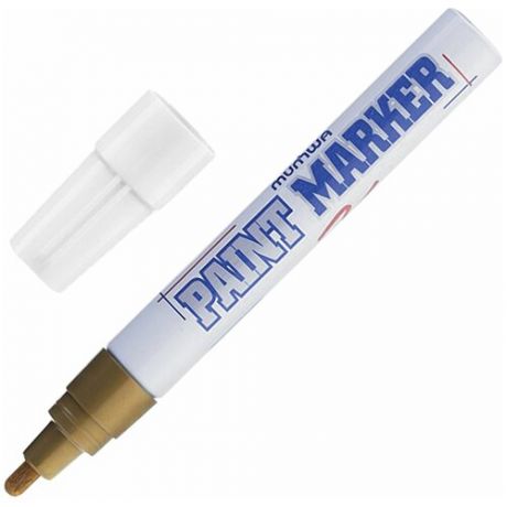 Маркер-краска лаковый (paint marker) MUNHWA, 4 мм, золотой, нитро-основа, алюминиевый корпус, PM-07