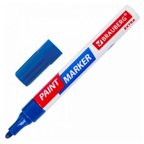 BRAUBERG Маркер-краска лаковый EXTRA (paint marker) 4 мм, синий, улучшенная нитро-основа, Brauberg, 151983, 12 шт.