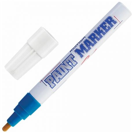 Маркер-краска лаковый (paint marker) MUNHWA, 4 мм, синий, нитро-основа, алюминиевый корпус, PM-02