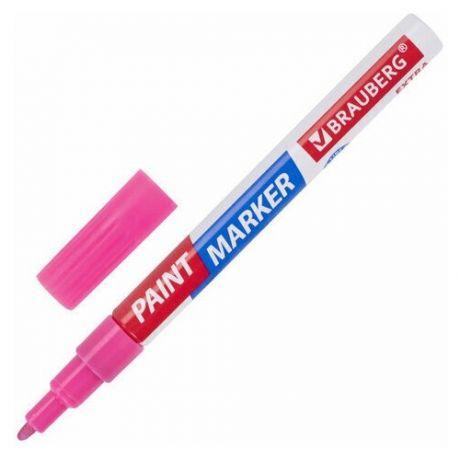 Маркер-краска лаковый EXTRA (paint marker) 2 мм, розовый, улучшенная нитро-основа, BRAUBERG, 151977