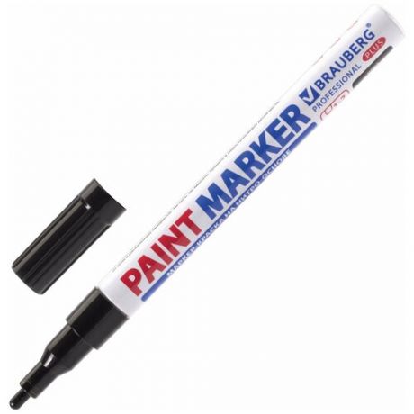 Маркер-краска лаковый (paint marker) 2 мм, черный, нитро-основа, алюминиевый корпус, BRAUBERG PROFESSIONAL PLUS, 151439, 151439