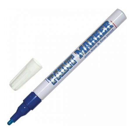 Маркер-краска лаковый (paint marker) MUNHWA "Slim", 2 мм, синий, нитро-основа, алюминиевый корпус, SPM-02