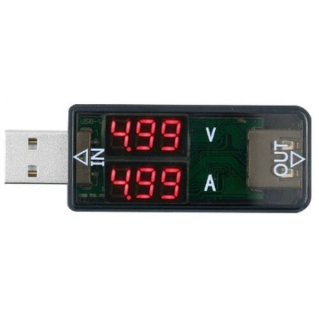 Цифровой тестер USB порта GSMIN FF3, вольтметр, амперметр (Черный)