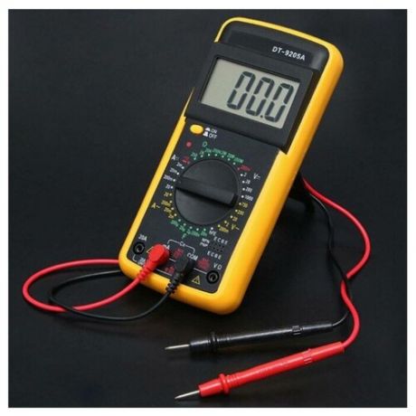 Мультиметр, 1 шт, желтый, 20 А, 500 В, цифровой, тестер, счетчик тока, измеритель тока, универсальный, с откидной подставкой, с батарейкой