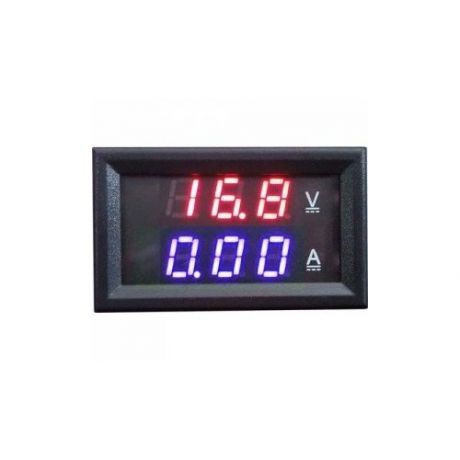 КимКит Мини Вольтметр + Амперметр в корпусе DC 0-100V 10A (красный+синий)
