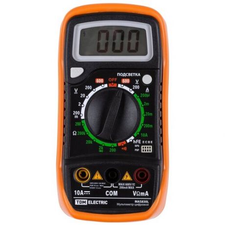 Мультиметр цифровой TDM ЕLECTRIC MAS830L оранжевый