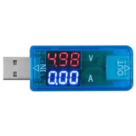 Цифровой тестер USB порта GSMIN FF3, вольтметр, амперметр (Синий)