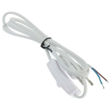 Шнур сетевой с выключателем для бра, 1.5 м, ШВВП 2 x 0.5 мм2, белый
