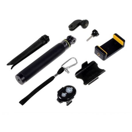 Профессиональная многофункциональная селфи палка монопод MyPads A108-225 для всех моделей телефонов и экшн камер прорезиненной ручкой черная