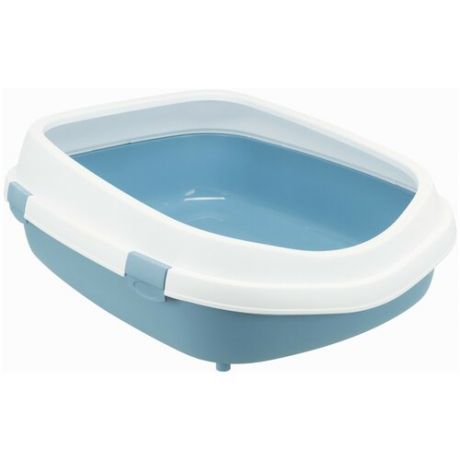 Туалет для кошки "Primo", с ободком, XXL: 56x25x71 см, цвет: голубой, белый