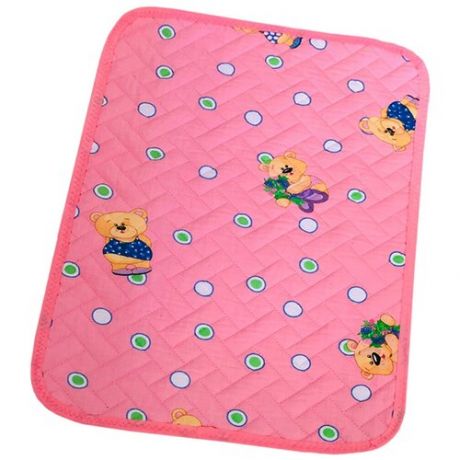 Пеленка многоразовая впитывающая непромокаемая для собак кошек грызунов хлопок розовые мишки 60x40