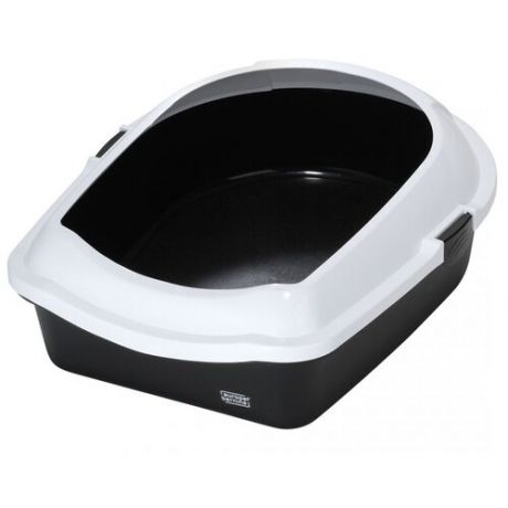 EBI Туалет для кошек с высокой рамкой "Спэйс 70", чёрно-белый, 56х70х27см (Нидерланды)