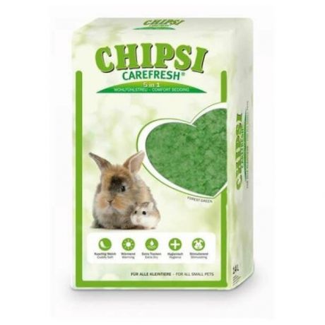 Carefresh CHIPSI Forest Green Наполнитель подстилка зеленый бумажный для мелких домашних животных и птиц 14 л
