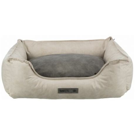Лежак с бортиком Calito vital, прямоугольный, 80 х 60 см, песочный / серый, Trixie (товары для животных, 37351)