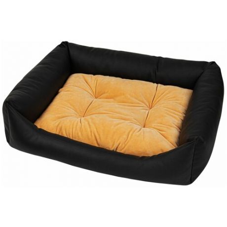 Лежак для собак и кошек XODY Люкс №2 экокожа (02025-1) 60х50х15 см черный/коричневый