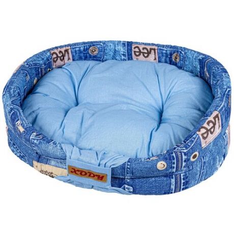 Лежак для собак и кошек XODY Бабочка хлопок Джинс 46х52х13 см синий/голубой