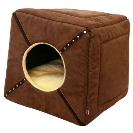 Домик для собак и кошек ZOOexpress Куб-трансформер Дерби №2 50х50х48 см коричневый