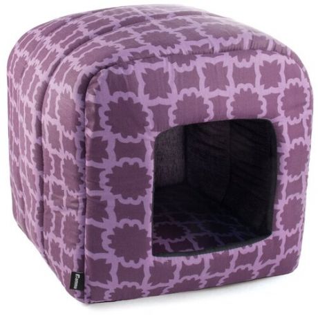 Домик для собак и кошек Гамма Каре 34х34х34 см фиолетовый/принт
