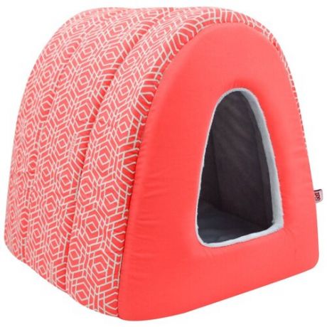 Домик для собак и кошек ZOOexpress туннель Геометрия №2 бязь+плюш 42х50х35 см коралловый