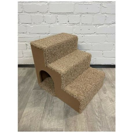 Лестница для собак из ДСП + ковролин с уютным домиком (55*44*46)