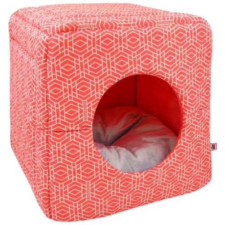 Домик для собак и кошек ZOOexpress Куб-трансформер Геометрия №1 42х42х40 см коралловый