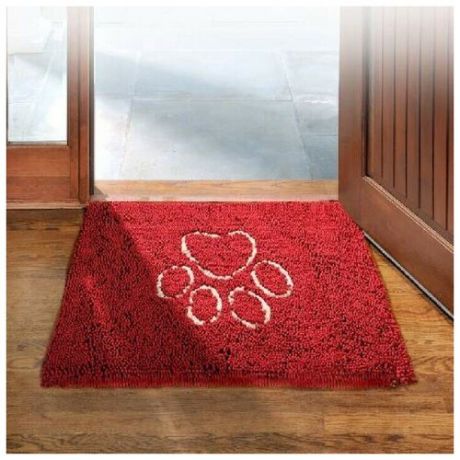 Dog Gone Smart Коврик для собак Лапка супервпитывающий 66х89см красный Doormat L (16171)*** (2 шт)