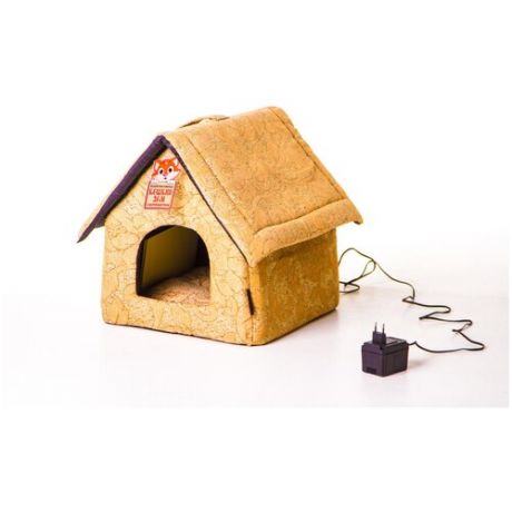 Домик для кошек ТеплоМакс Кошкин дом с электрообогревом Будка 35х35х39 см коричневый