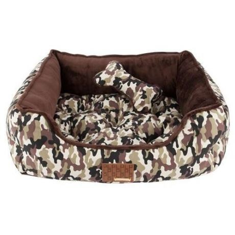 Лежак для собак Pinkaholic Legend Square 48х52х18 см коричневый камуфляж