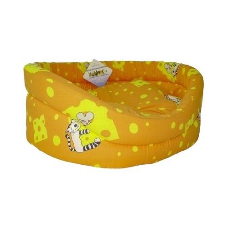 Лежак для кошек Бобровый Дворик с бортиком Кошки №2 49х38х16 см желтый