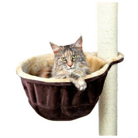 Гамак для кошки с креплением на когтеточку, Trixie (товары для животных, ф 38 см, бежевый/коричневый, 43910)