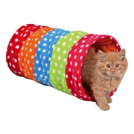 Тоннель для кошки в горошек, Trixie (товары для животных, 25 х50 см, флис, цвета в ассортименте, 4291)