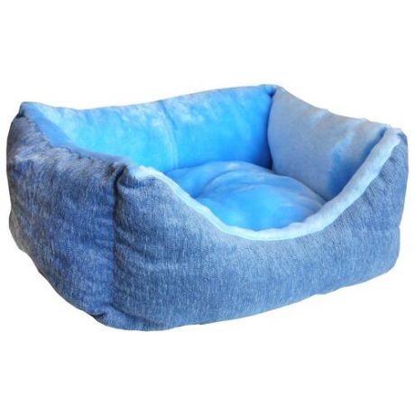 Лежак для собак и кошек ZOOexpress Пухлик меб.ткань + иск.мех №2 43х32х21 см голубой